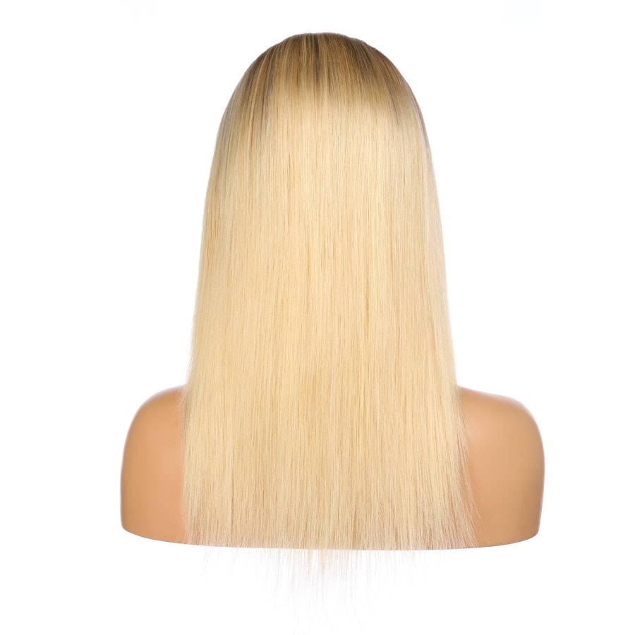 16" 12T613 - Couleur courte #12T613 Perruque de cheveux humains Remy 16 pouces Brun miel / Blond décoloré