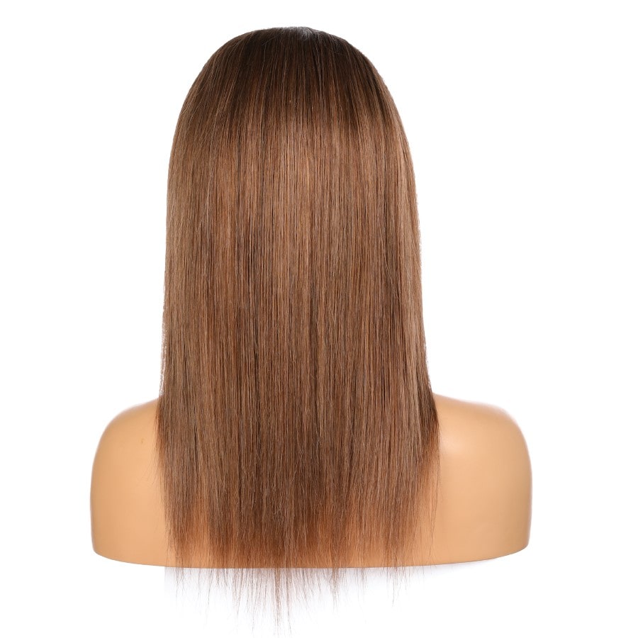 Peluca de cabello humano Remy de 16" 4T 4/30, color corto n.° 4T 4/30, 16 pulgadas, marrón/castaño rojizo