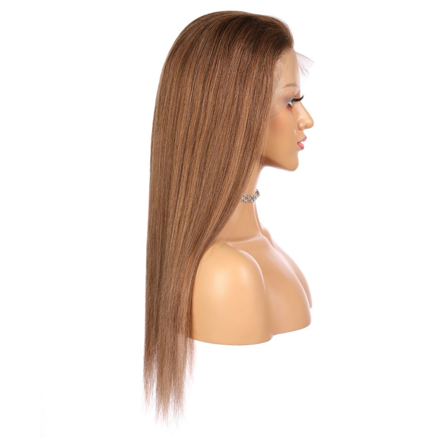 Peluca de cabello humano Remy de 22" 4T 4/30, color largo n.° 4T 4/30, 22 pulgadas, marrón/castaño rojizo