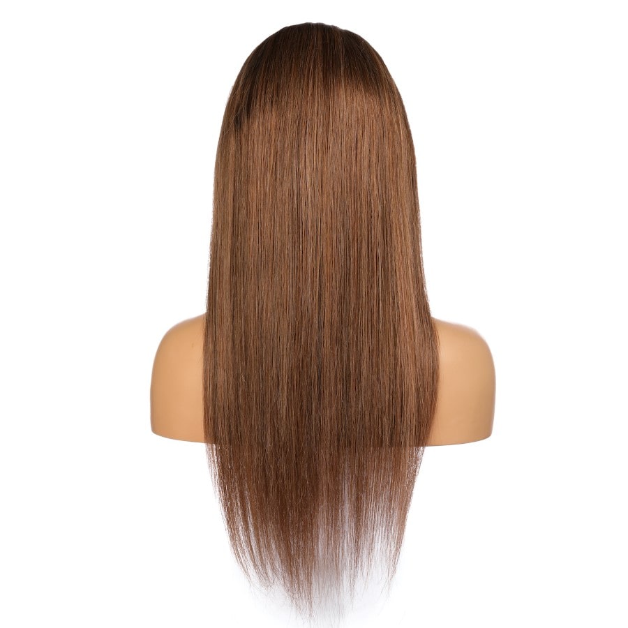 Peluca de cabello humano Remy de 22" 4T 4/30, color largo n.° 4T 4/30, 22 pulgadas, marrón/castaño rojizo