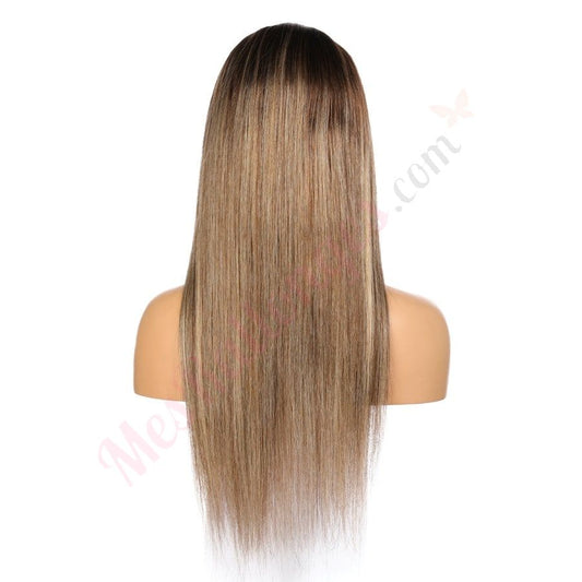 22" 4T 4/24 - Perruque de cheveux humains Remy couleur longue #4T 4/24 22 pouces marron/blond cendré