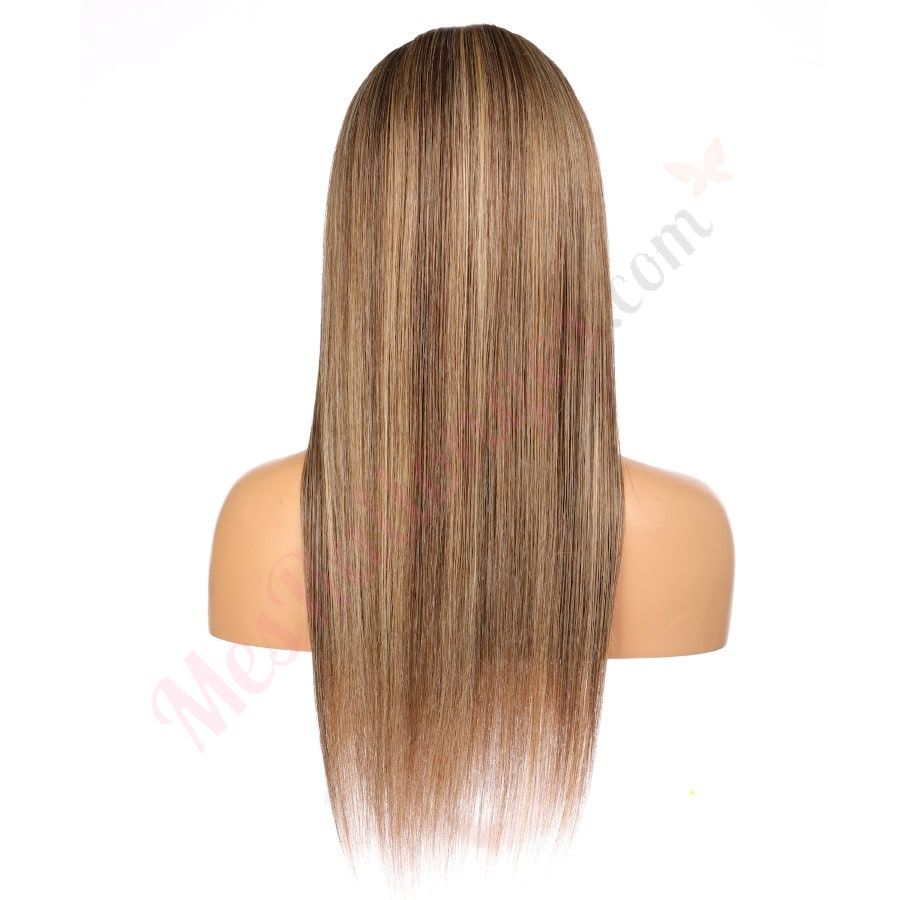 22" 4T4/27 - Perruque de cheveux humains Remy longue couleur #4T4/27 22 pouces marron/blond fraise